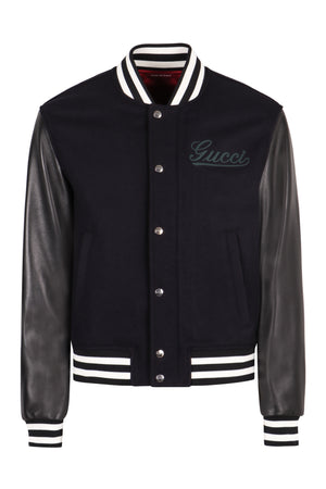 GUCCI Wool and Leather Bomber Jacket - Men’s Outerwear