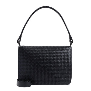 BOTTEGA VENETA エレガントなスイング式レザーメッセンジャーバッグ 35x26x7.5 cm