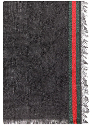 GUCCI Cotton-Silk Blend Scarf with Fringed Edges (70x180 cm)