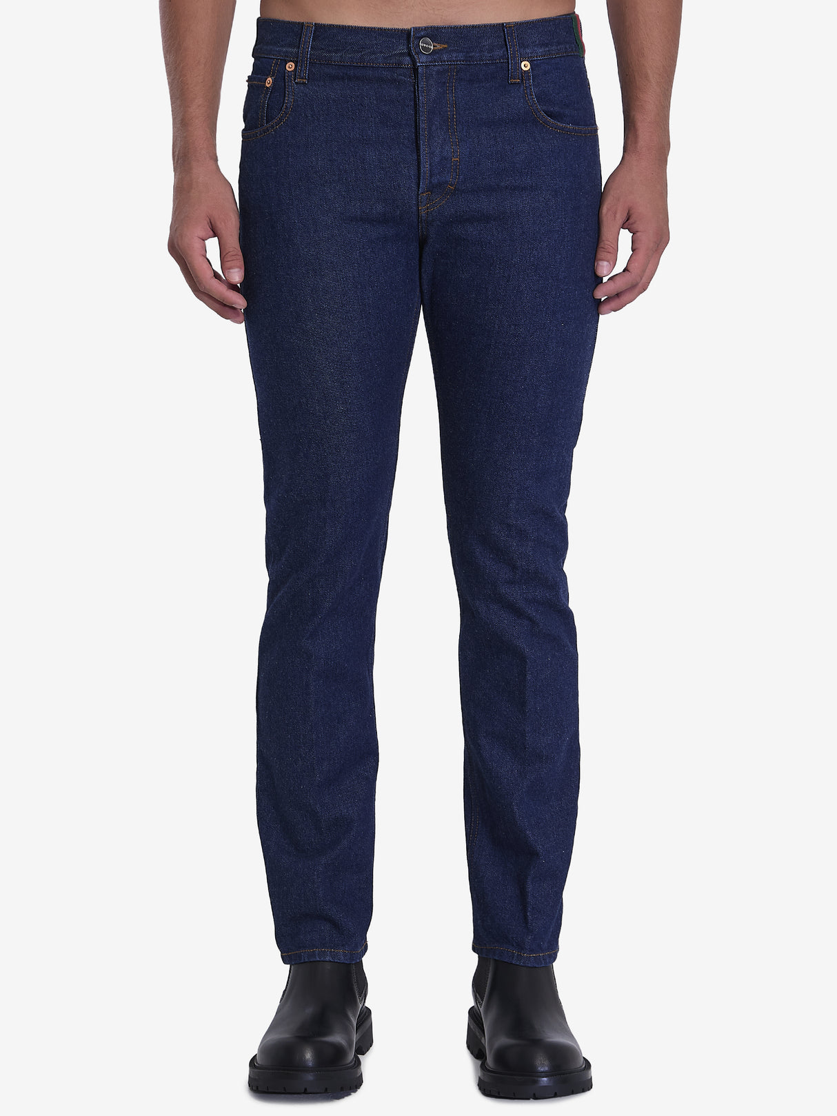 GUCCI Straight-Leg Jeans with Web Detailing