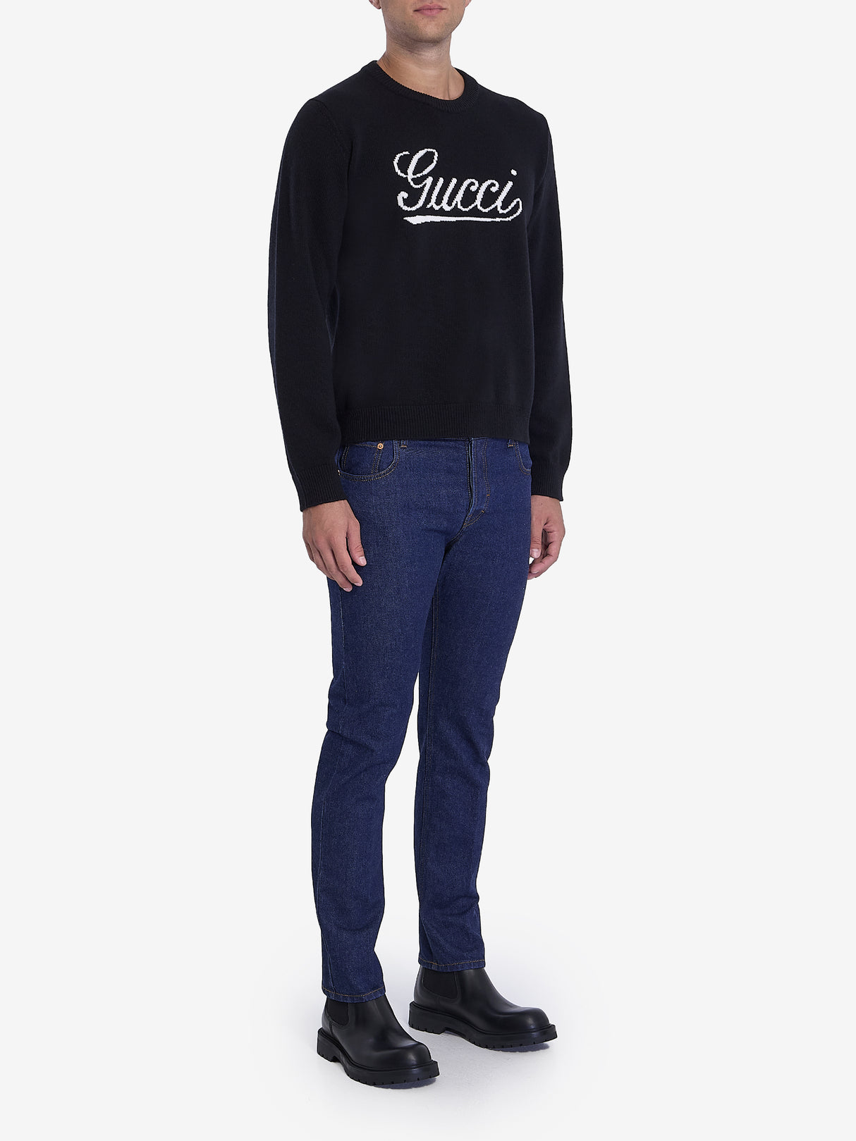 GUCCI Straight-Leg Jeans with Web Detailing