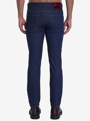 GUCCI Straight-Leg Jeans with Web Detailing