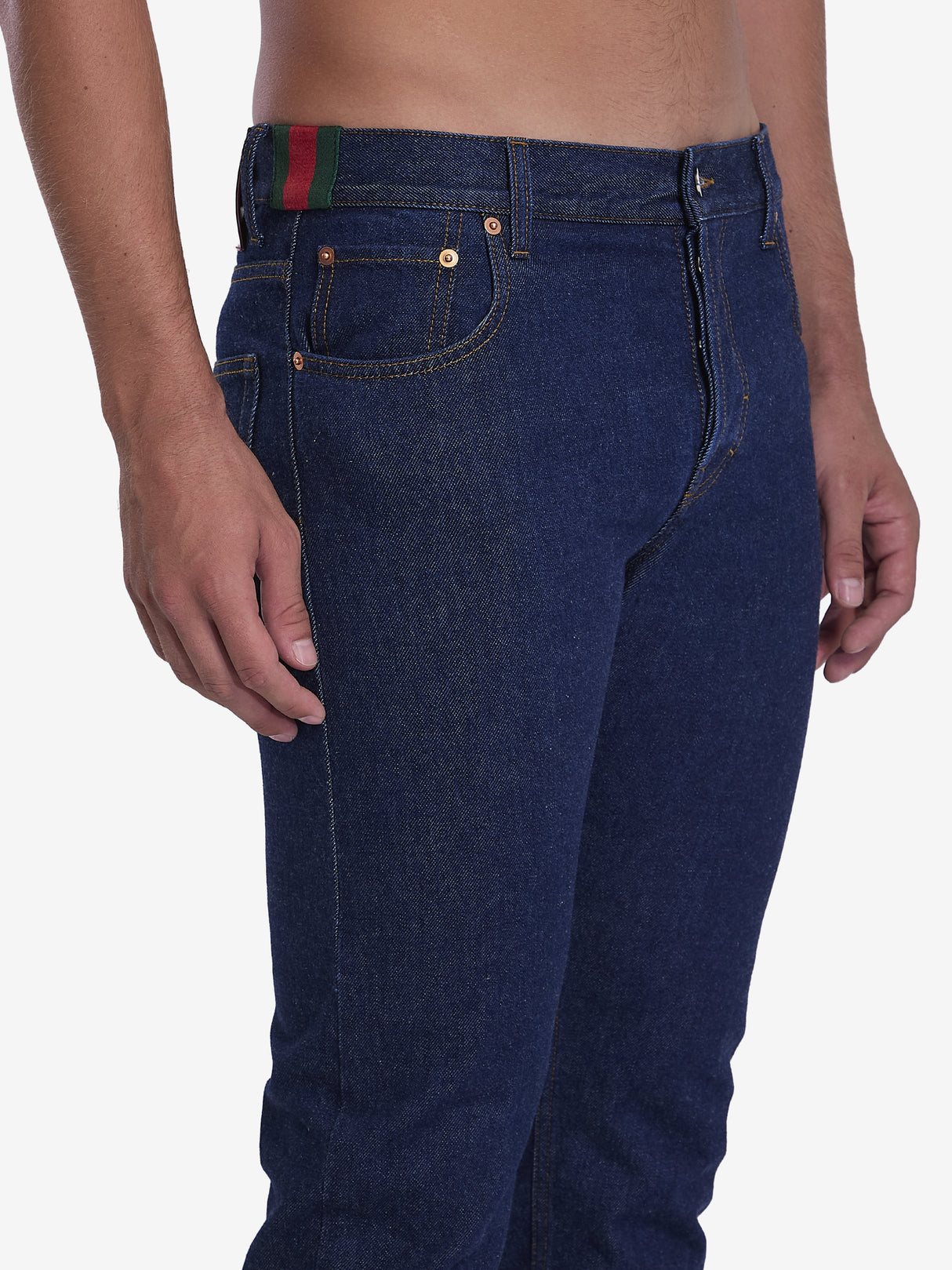 GUCCI Straight-Leg Jeans with Web Detailing