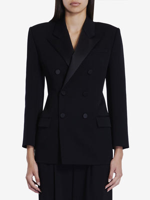 SAINT LAURENT Double-Breasted Tuxedo Jacket - Women's - Tight Fit