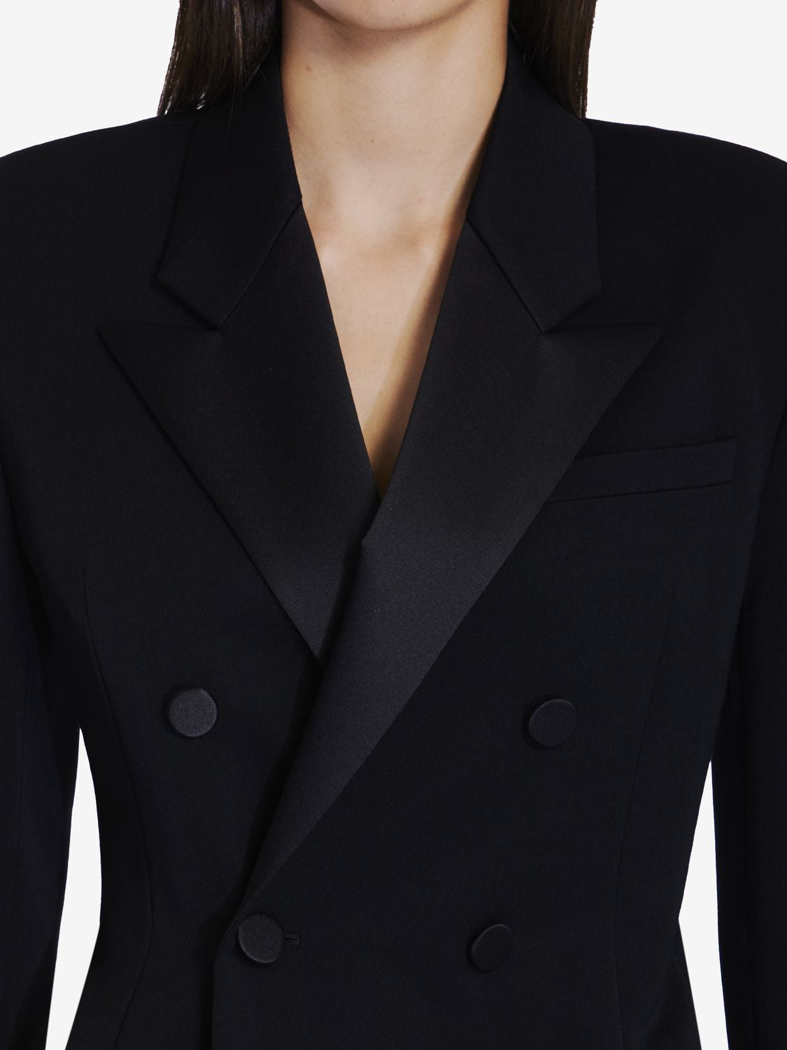 SAINT LAURENT Double-Breasted Tuxedo Jacket - Women's - Tight Fit