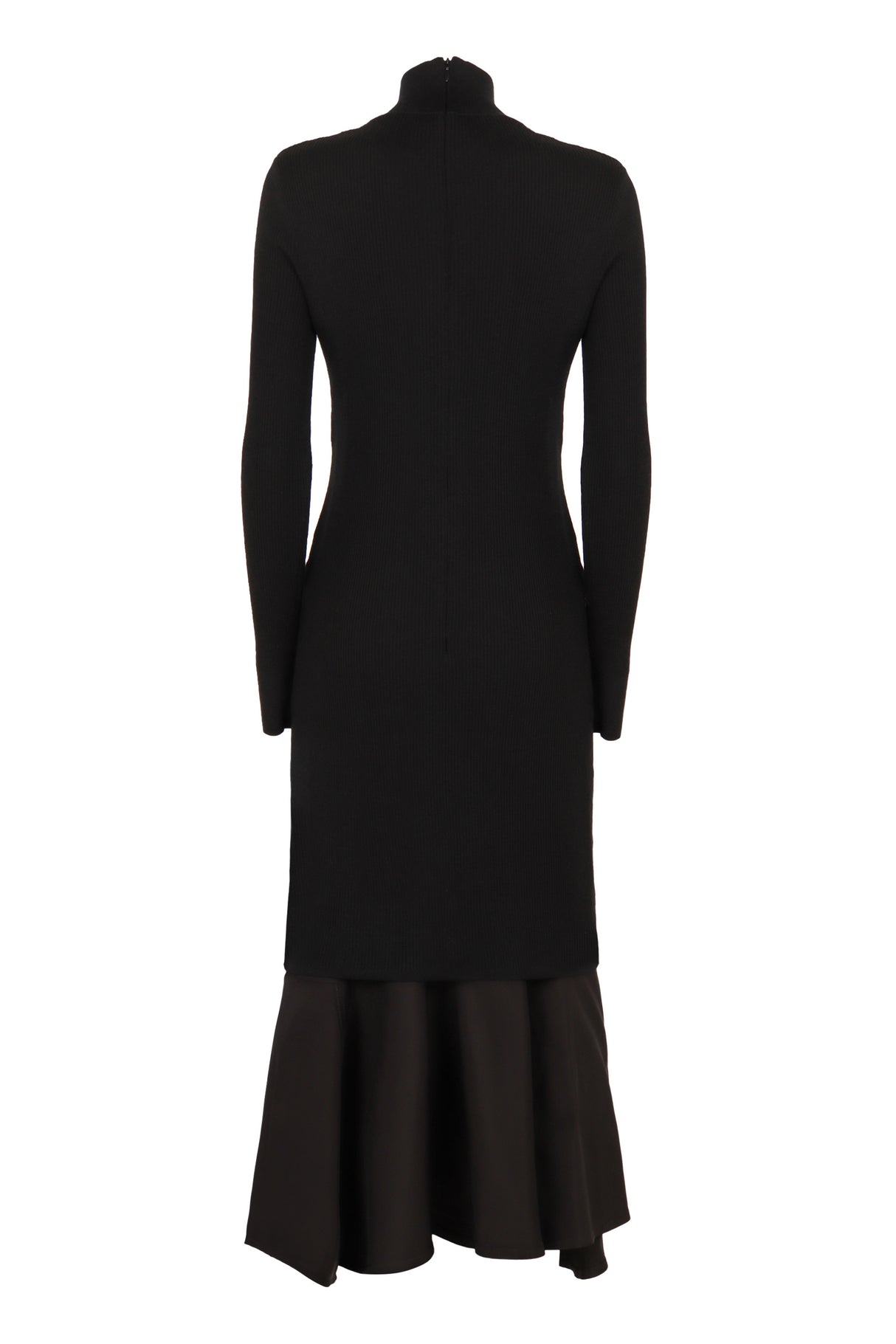 BOTTEGA VENETA Asymmetrical Ribbed Knit Turtleneck Dress