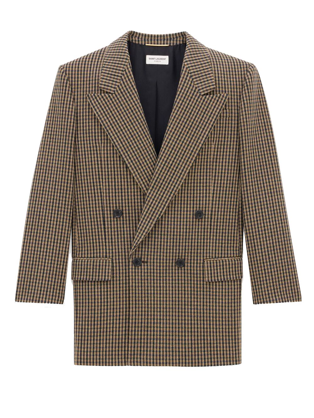 SAINT LAURENT Chic Checkered Wool Blend Jacket