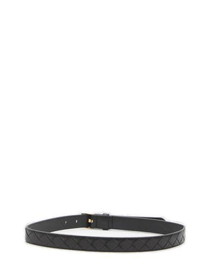 BOTTEGA VENETA Intrecciato Nappa Leather Belt with Gold-Tone Buckle - 2.5 cm