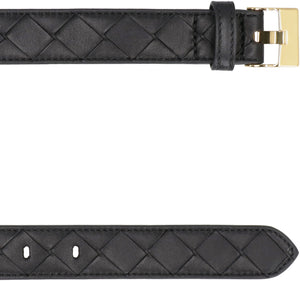 BOTTEGA VENETA Intrecciato Nappa Leather Belt with Gold-Tone Buckle - 2.5 cm