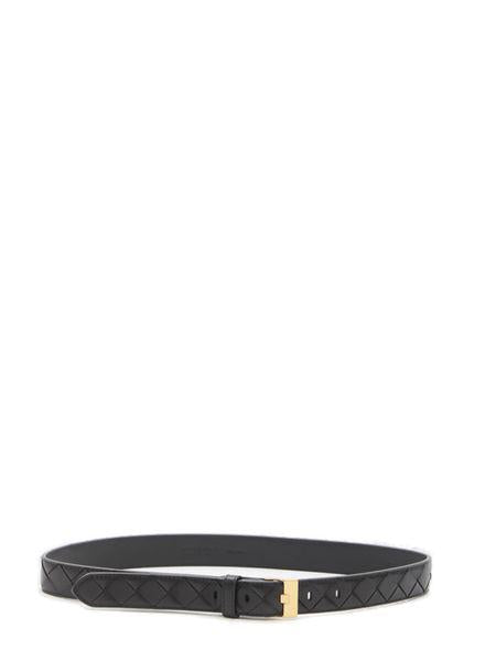 BOTTEGA VENETA Intrecciato Nappa Leather Belt with Gold-Tone Buckle - 2.5 cm