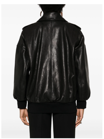 ALEXANDER MCQUEEN Classic Black Leather Jacket with Epaulettes