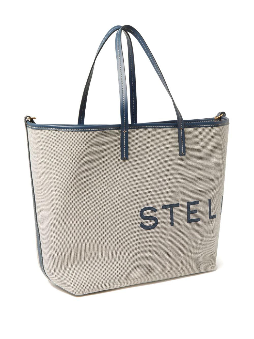 STELLA MCCARTNEY Organic Cotton-Blend Canvas Tote Handbag with Contrasting Logo