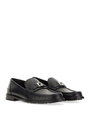 FENDI Men's Leather Moccasins: FF Squared Design