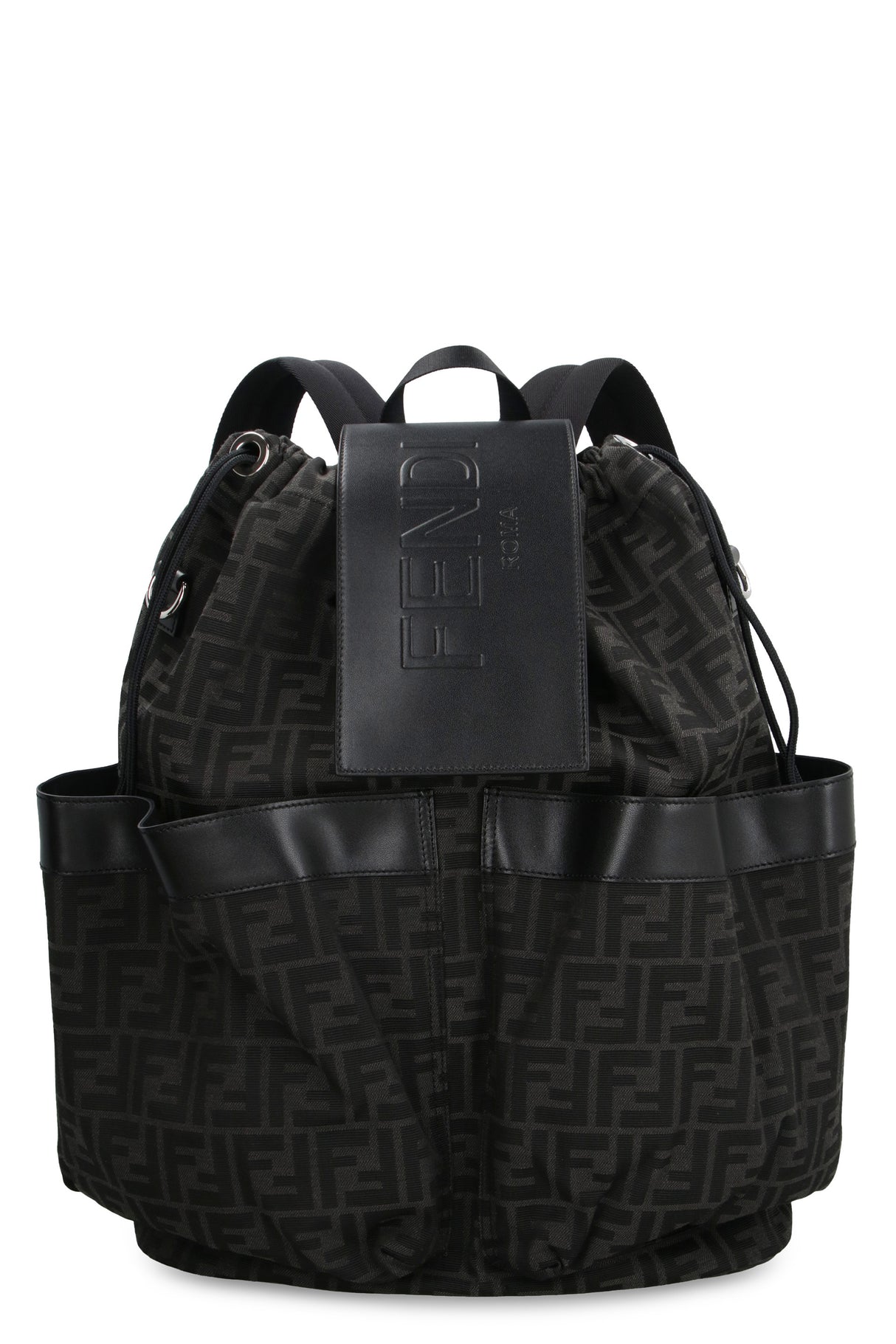 FENDI Large Jacquard Fabric Backpack with Leather Detailing