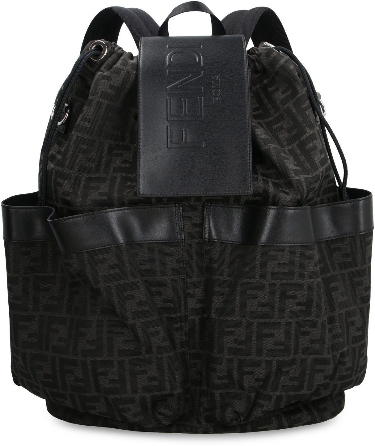 FENDI Large Jacquard Fabric Backpack with Leather Detailing