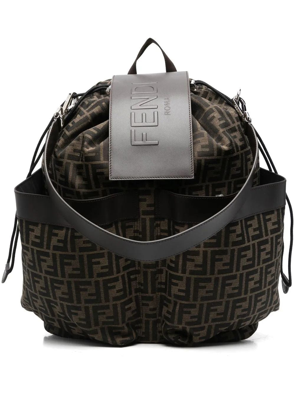 FENDI Large Jacquard Fabric Backpack with Leather Detailing