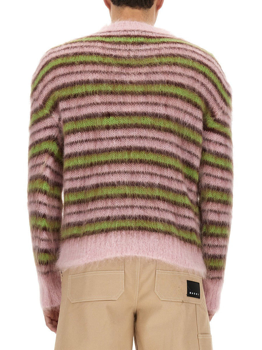 MARNI Comfort Fit Striped Knit Shirt