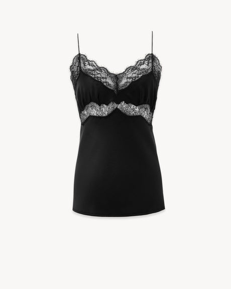 SAINT LAURENT Elegant Black Lingerie Style Top