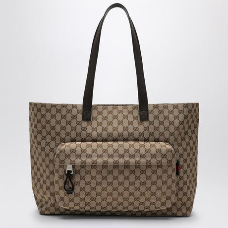 GUCCI Large Shopping Handbag in Beige and Ebony Fabric