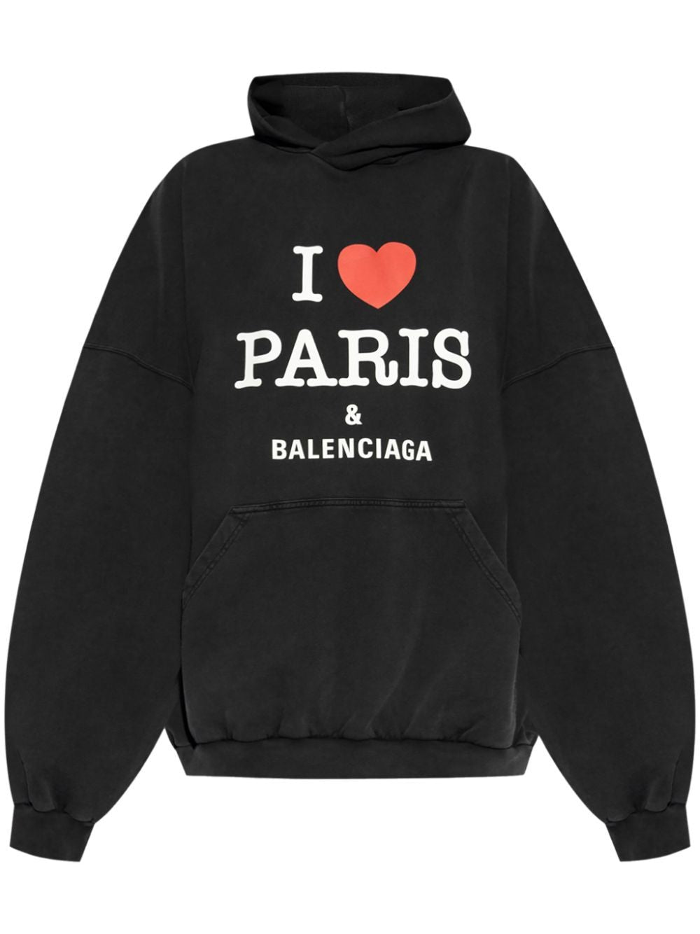 BALENCIAGA Oversized Hoodie with I Love Paris Print