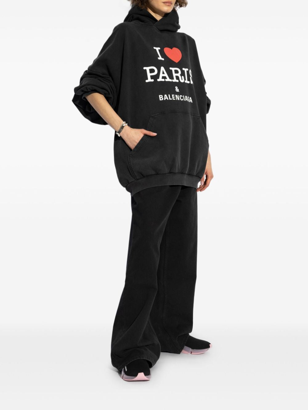 BALENCIAGA Oversized Hoodie with I Love Paris Print