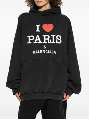 BALENCIAGA Oversized Hoodie with I Love Paris Print