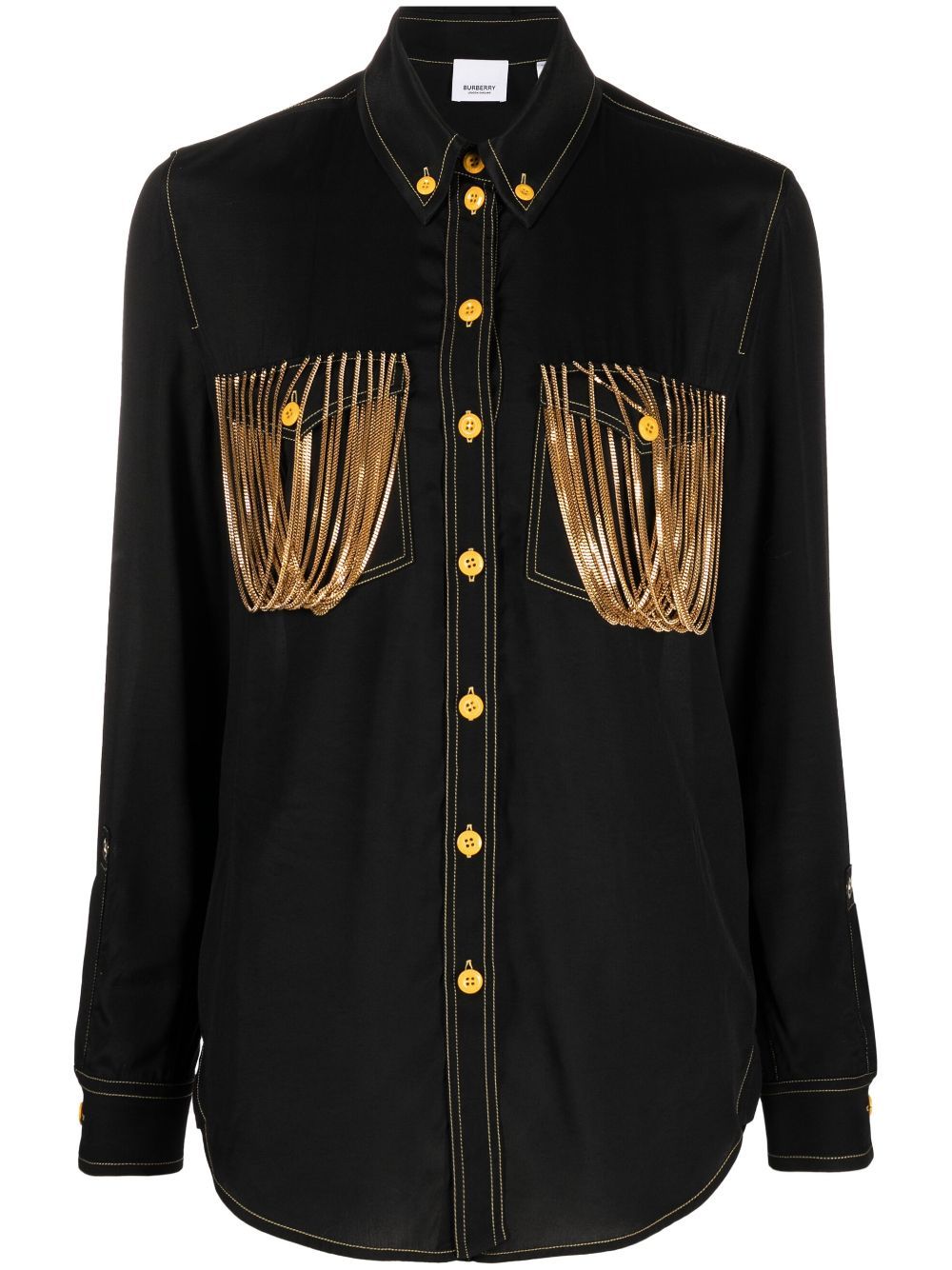 BURBERRY Stylish Black Chain Shirt for Women