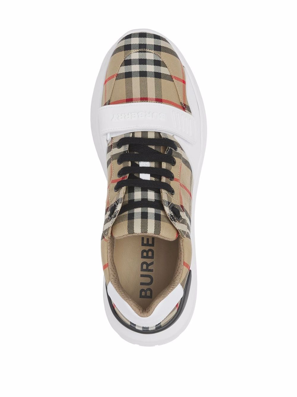 BURBERRY メンズのベージュレースアップスニーカー（ベルクロクロージャー付き）