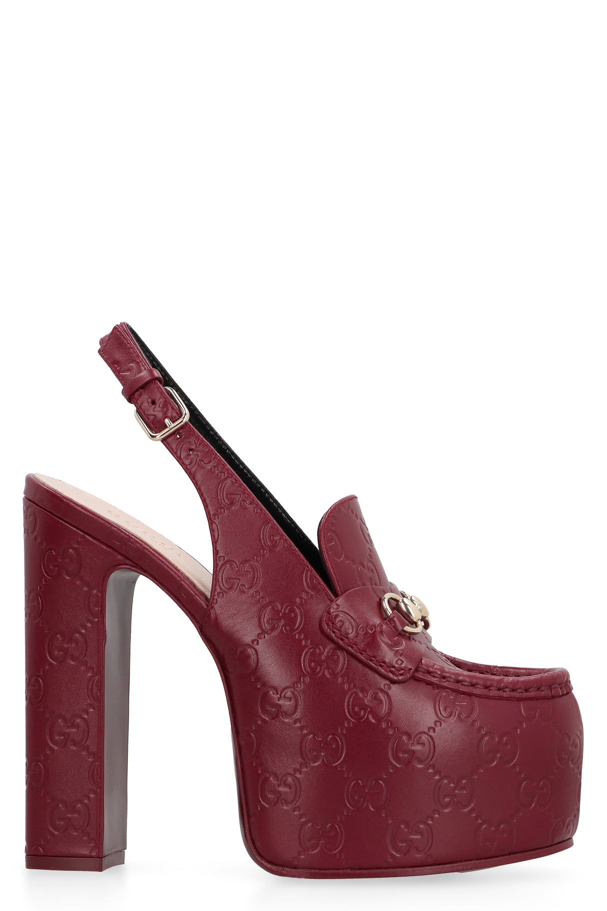 GUCCI Leather Slingback Pumps with Adjustable Strap - 6 cm Platform Height