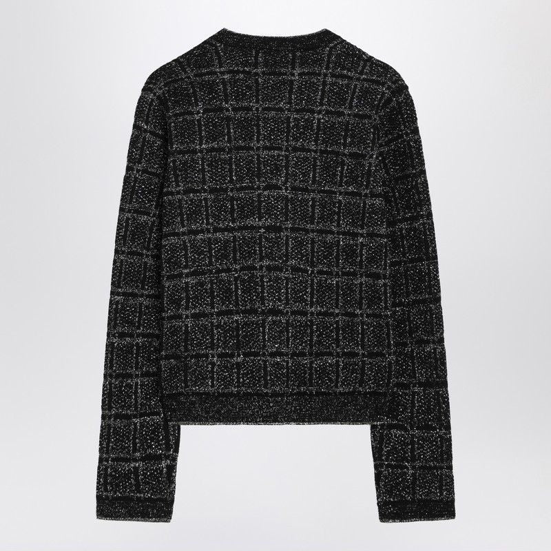 GUCCI Checkered Design Wool and Lamé Cardigan for Women