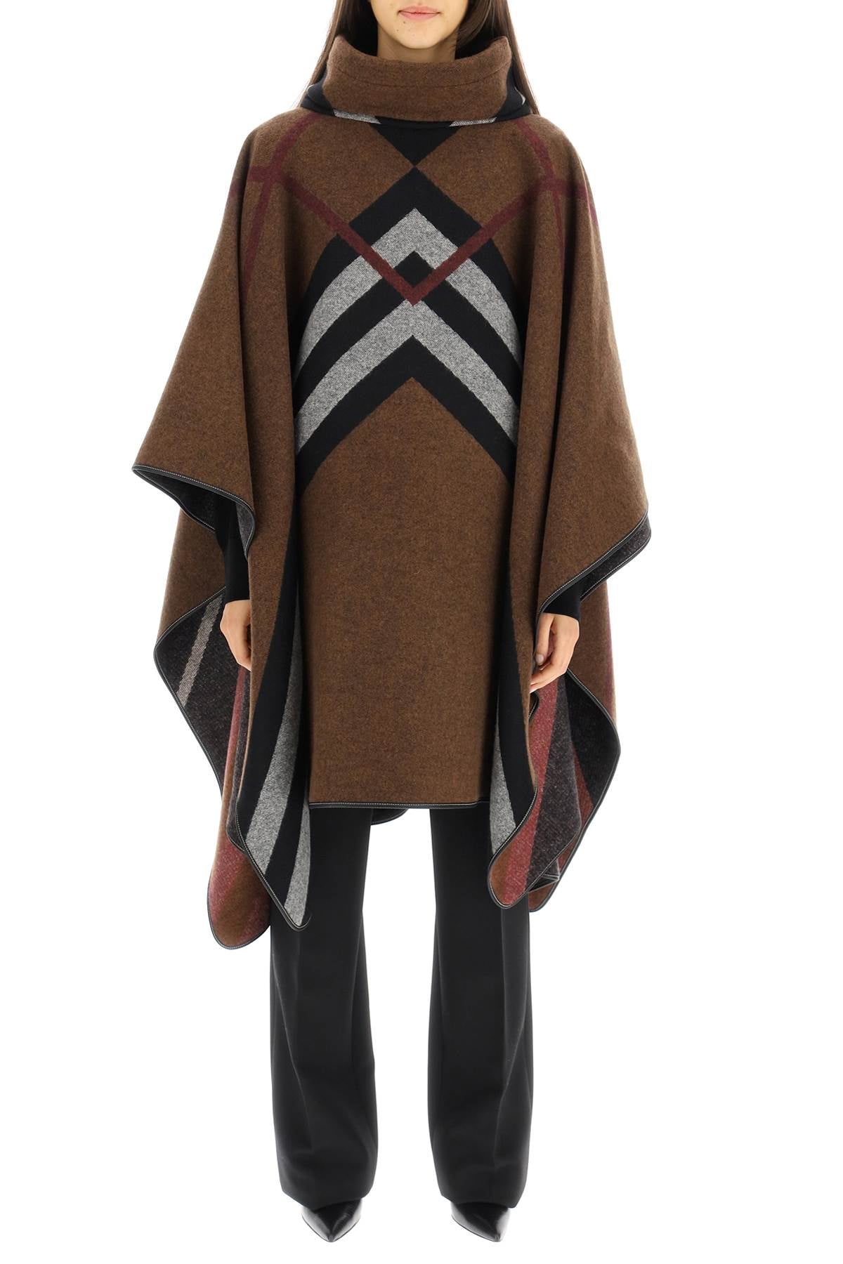 BURBERRY Chevron Check Poncho - One Size Fits All