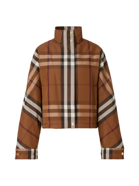 BURBERRY Check Pattern Zip-Up Jacket for Women