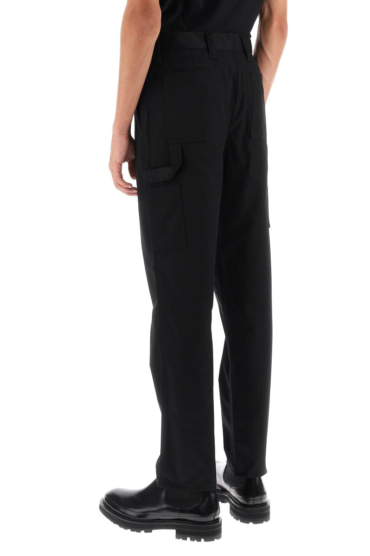 BURBERRY Men's Black Cotton Cargo Pants for Fall 2023