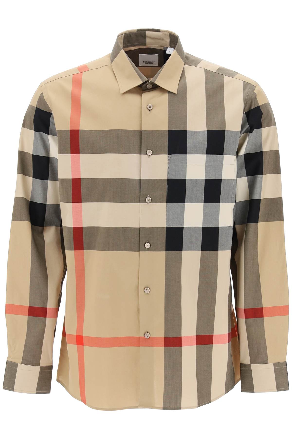 BURBERRY Oversized Long Sleeve Check Motif Shirt - Size L