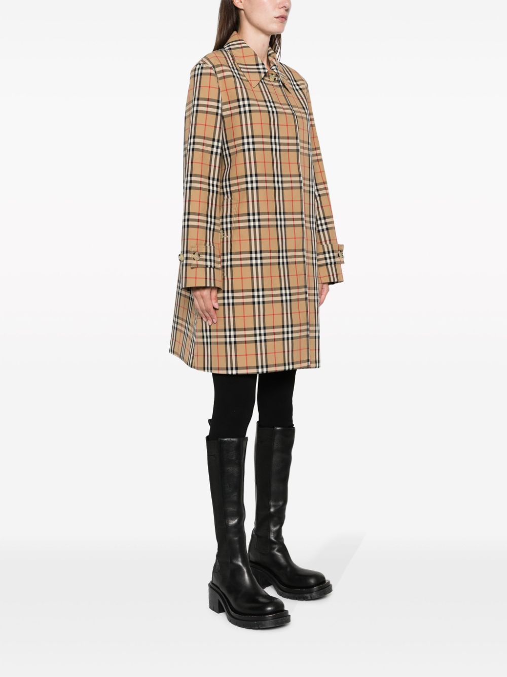 BURBERRY Plaid Check Motif Mini Raincoat for Women