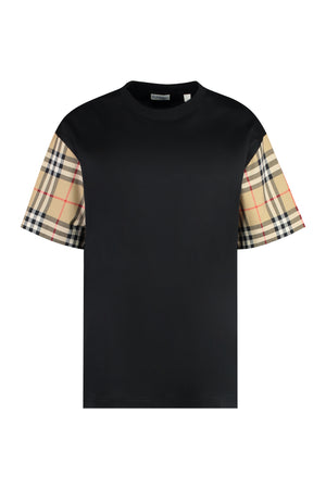 BURBERRY Chic T-Shirt with Check Pattern Sleeves