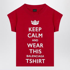 BALENCIAGA Mini Cropped Crew-Neck T-Shirt with Keep Calm Logo