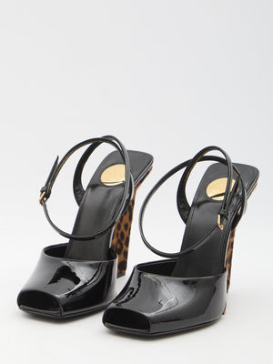 SAINT LAURENT Scandale Wedge Sandals - 11cm Heel Height