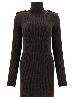 ALEXANDER MCQUEEN Chic Ribbed Long Sleeve Mini Dress