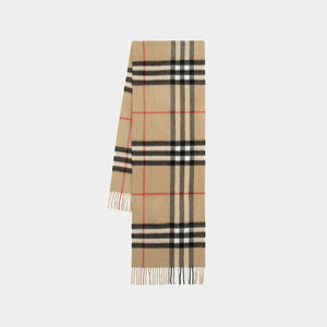 BURBERRY 豪華なカシミア・チェック柄・フリンジ付きマフラー