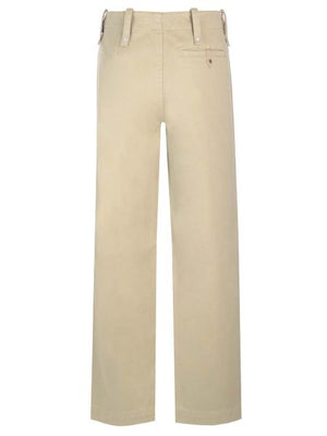 BURBERRY Relaxed Fit Green Cotton Satin Trousers for Men