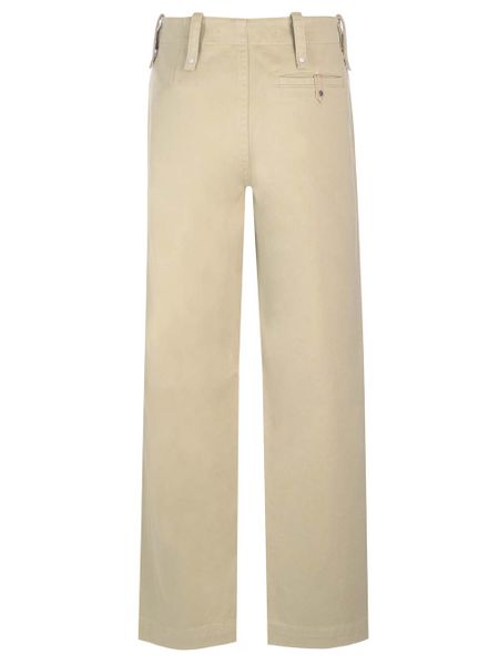 BURBERRY Mens Green Relaxed Fit Cotton Satin Trousers for FW23