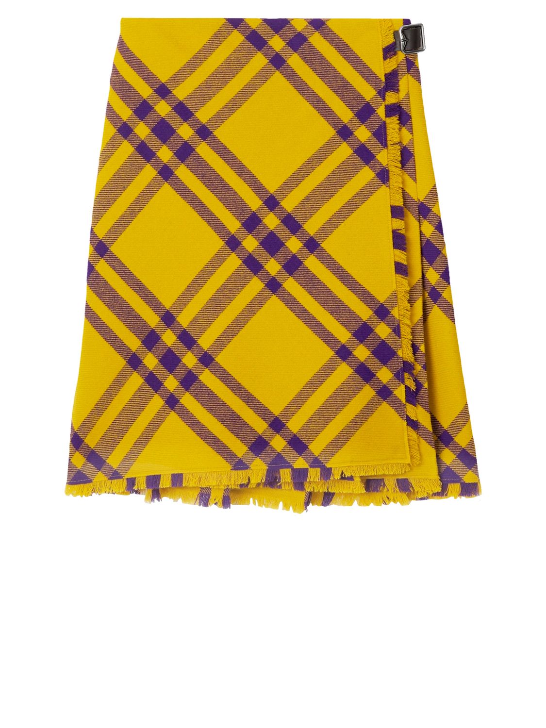 BURBERRY Wool Kilt with Check Motif - Size UK 6