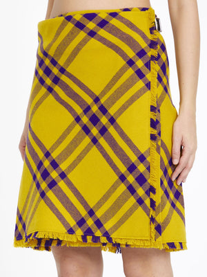 BURBERRY Wool Kilt with Check Motif - Size UK 6