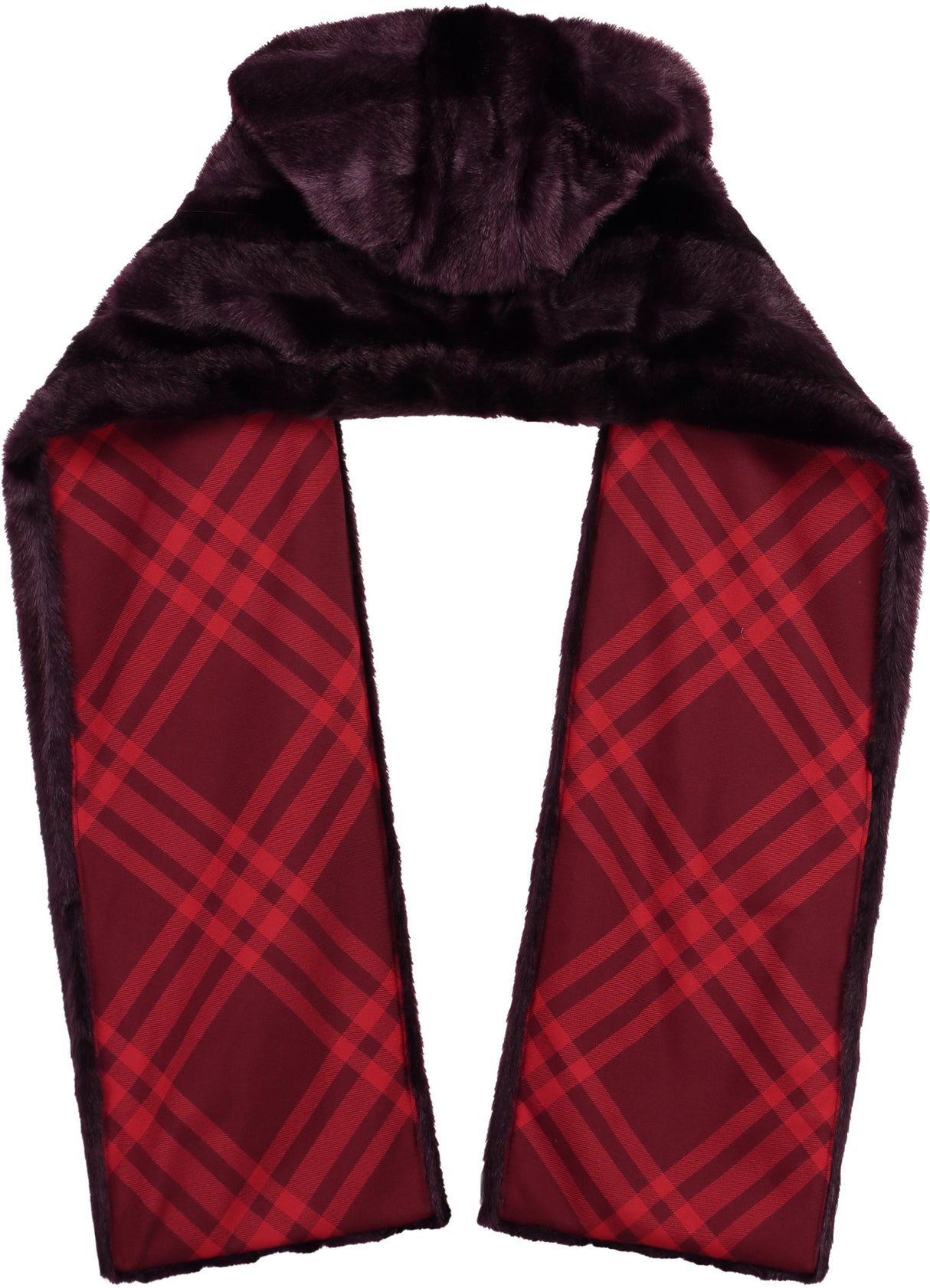 BURBERRY Hooded Faux Fur Scarf - 210 x 30 cm