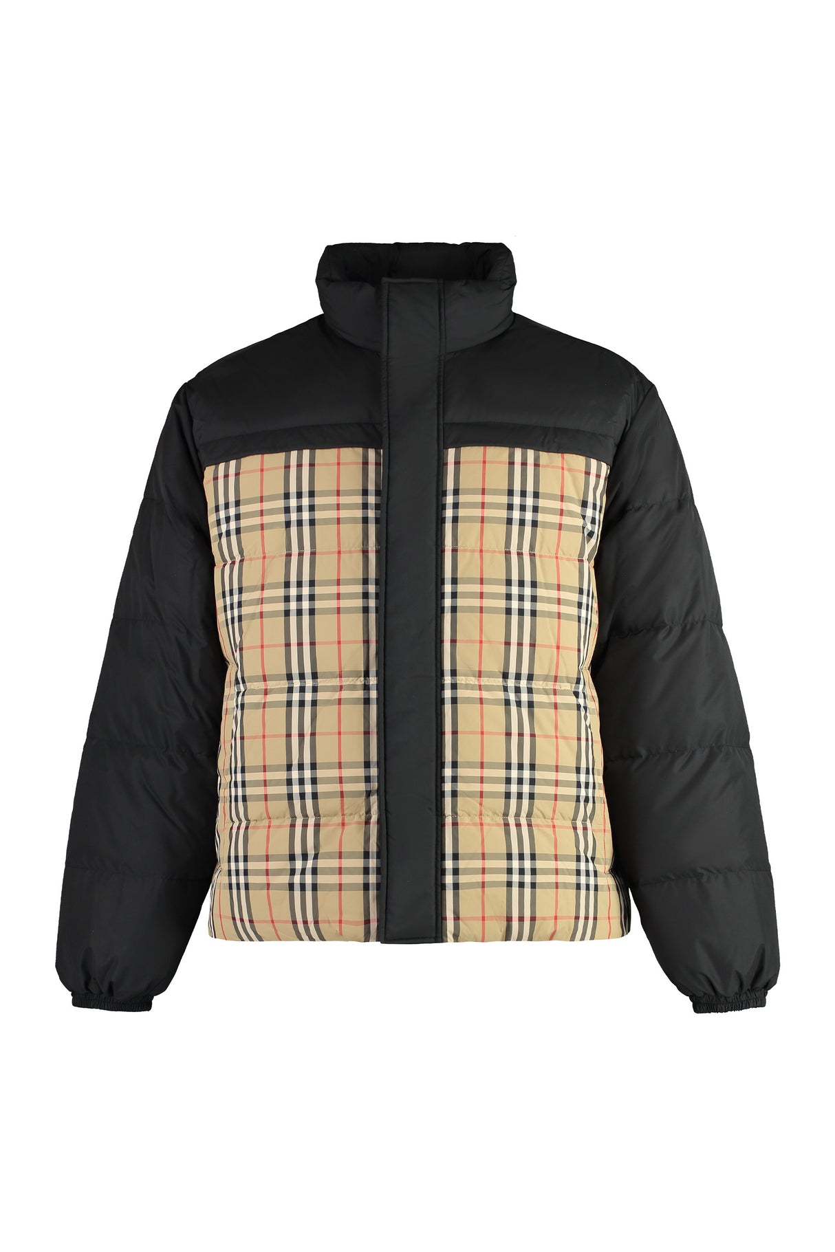 BURBERRY Reversible Down Jacket with Check Motif and Adjustable Hem