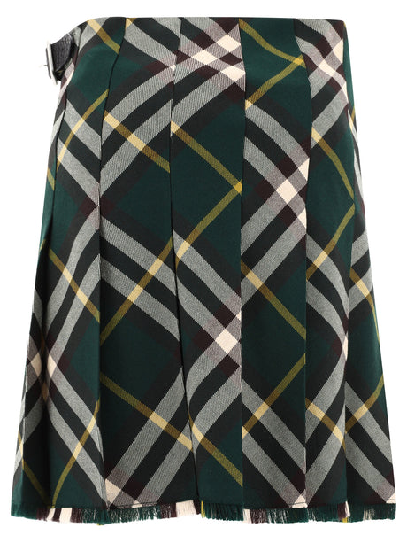 BURBERRY Pleated Wool Kilt with Eyelash Fringing - Regular Fit