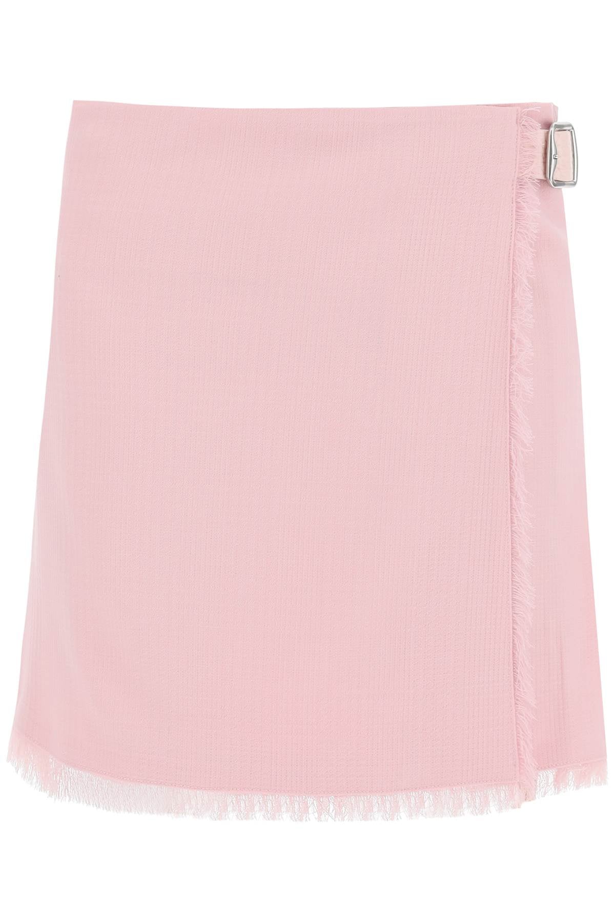 BURBERRY Textured Wool Mini Kilt Skirt - Knee Length