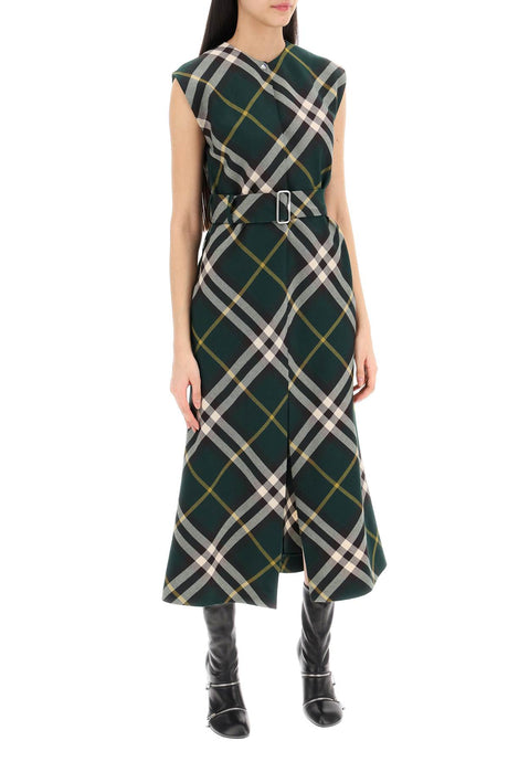 BURBERRY Wool Midi Dress with Check Motif