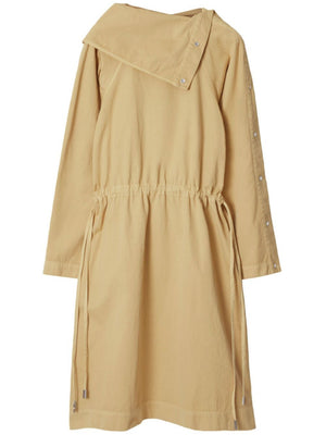 BURBERRY Oversized Wool Silk Dress with Drawstring Waist - Long Sleeves